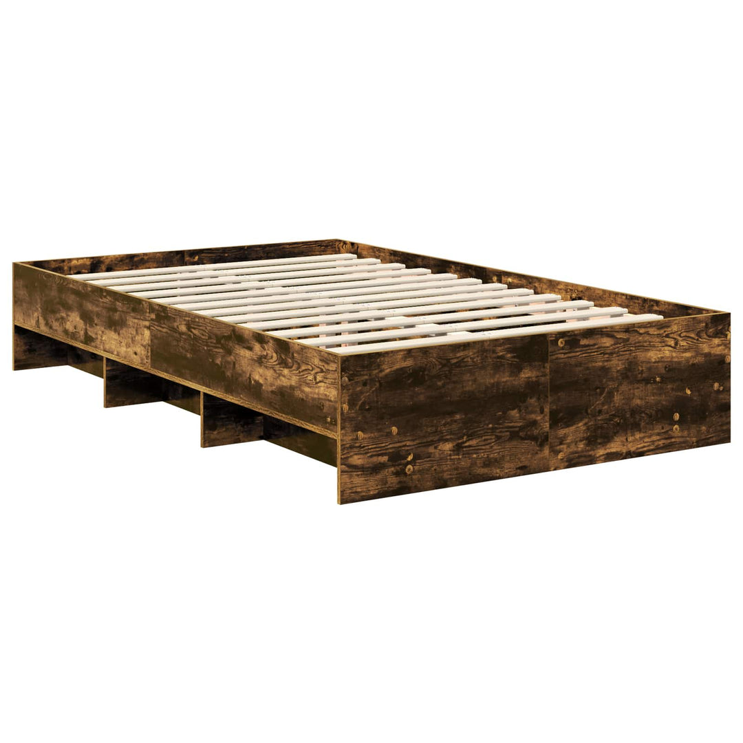 Sengestel med hovedgærde Røget eg 120 x 123 cm Konstrueret træ