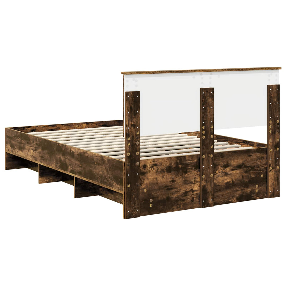 Sengestel med hovedgærde Røget eg 120 x 123 cm Konstrueret træ