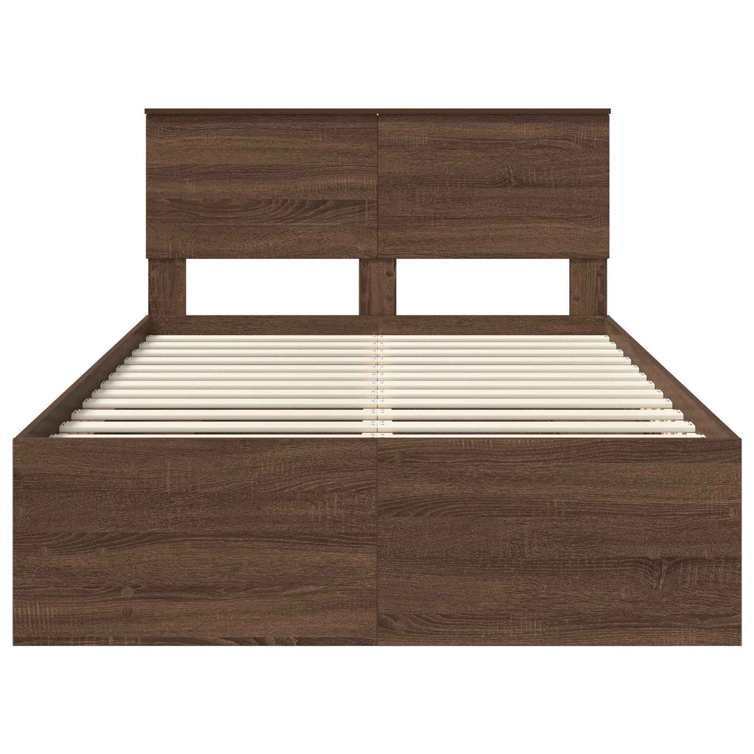 Sengestel med hovedgærde Brun eg 120 x 123 cm Konstrueret træ