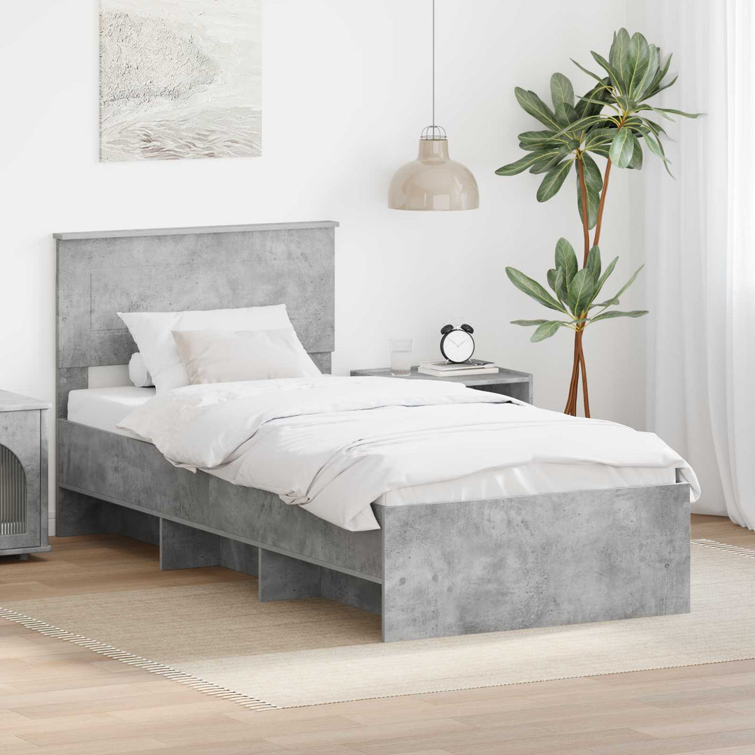 Sengestel med hovedgærde Beton Grå 120 x 123 cm Konstrueret træ