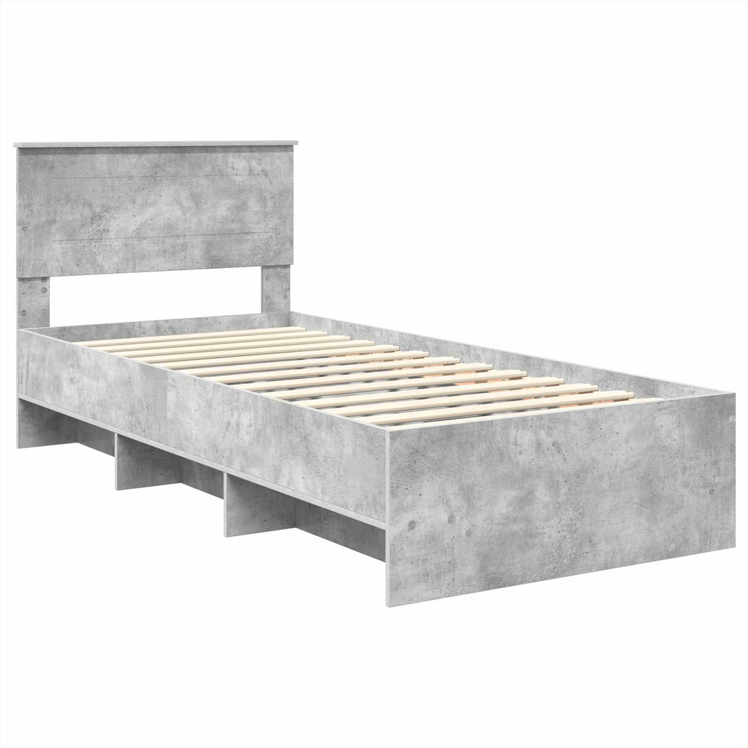 Sengestel med hovedgærde Beton Grå 120 x 123 cm Konstrueret træ