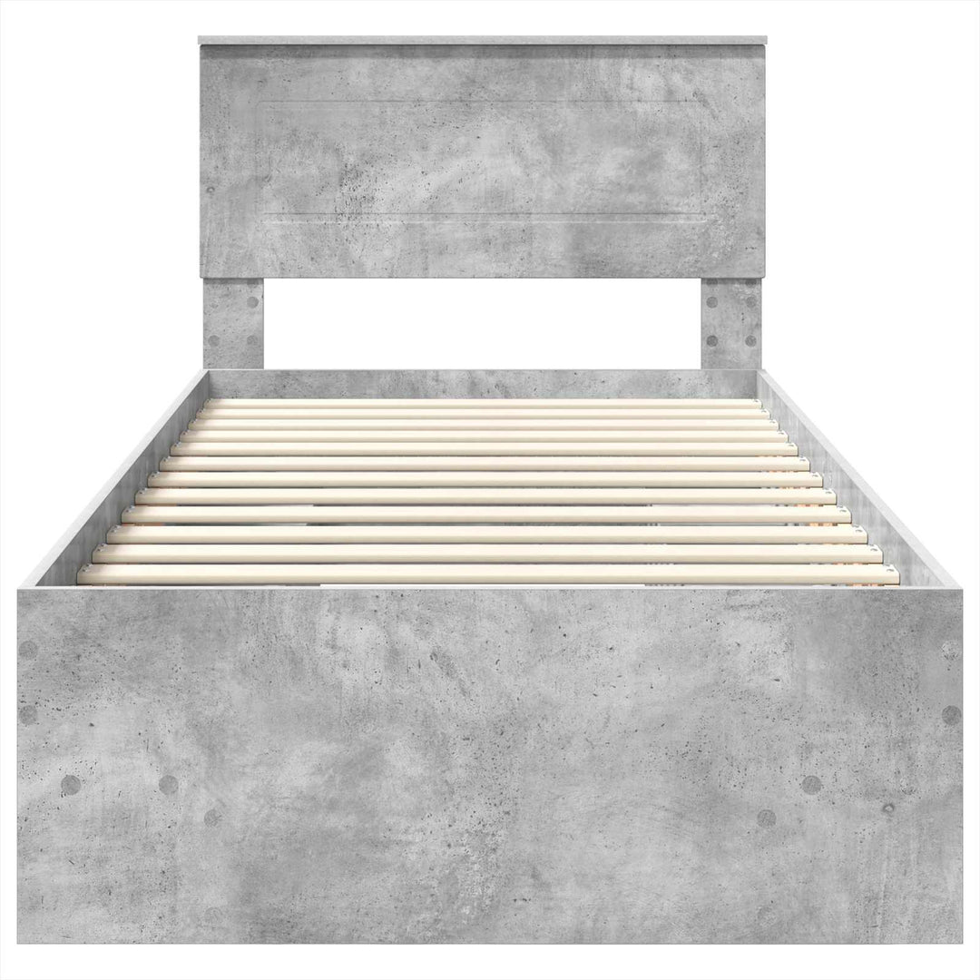 Sengestel med hovedgærde Beton Grå 120 x 123 cm Konstrueret træ