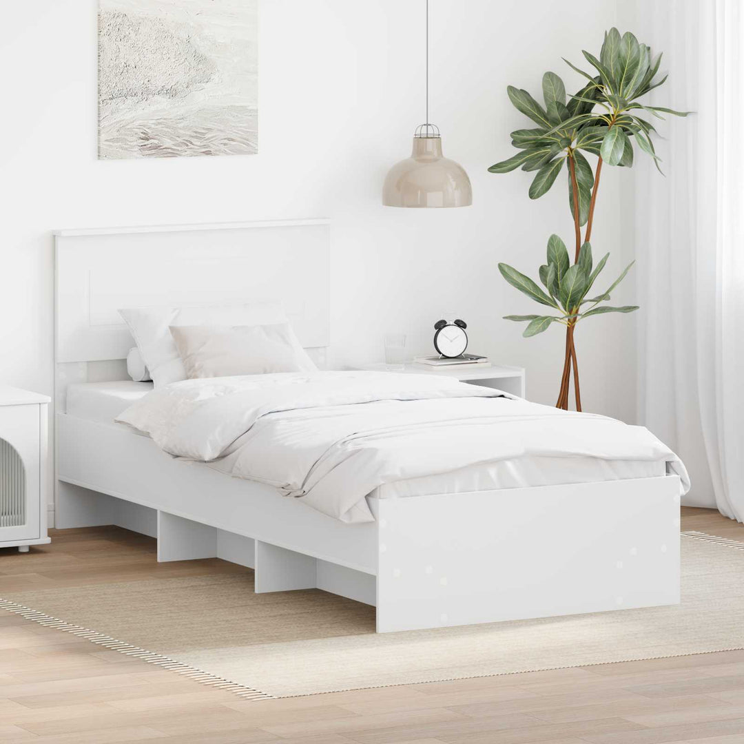 Sengestel med hovedgærde Hvid 80 x 200 cm Konstrueret træ