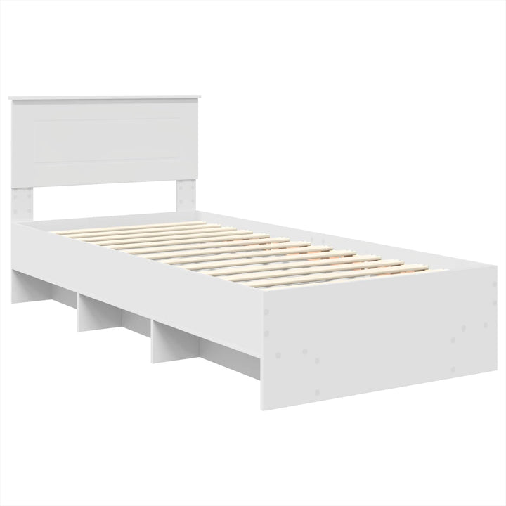 Sengestel med hovedgærde Hvid 80 x 200 cm Konstrueret træ