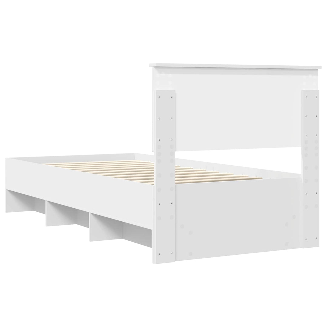 Sengestel med hovedgærde Hvid 80 x 200 cm Konstrueret træ