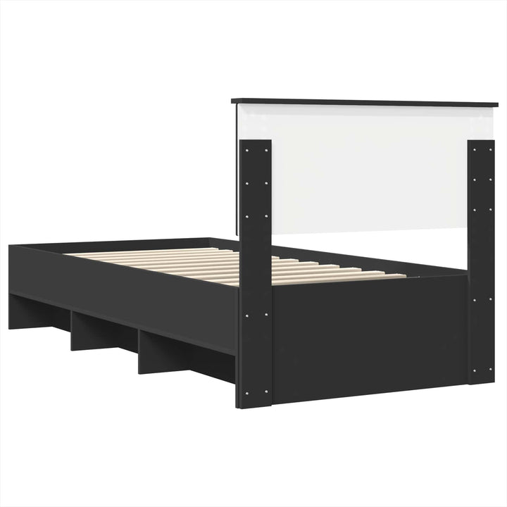 Sengestel med hovedgærde Sort 80 x 200 cm Konstrueret træ