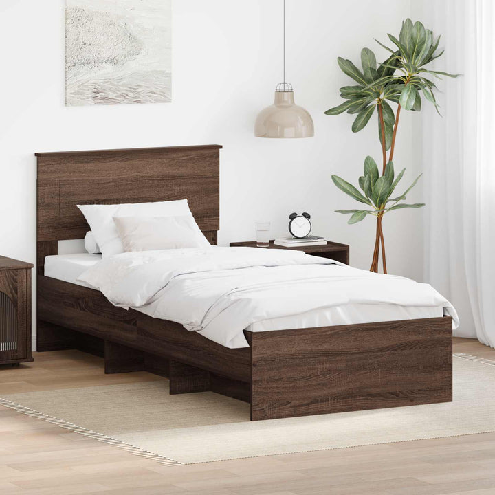 Sengestel med hovedgærde Brun eg 80 x 200 cm Konstrueret træ