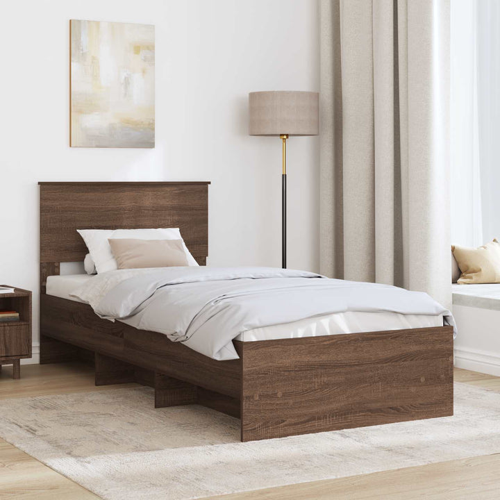 Sengestel med hovedgærde Brun eg 80 x 200 cm Konstrueret træ