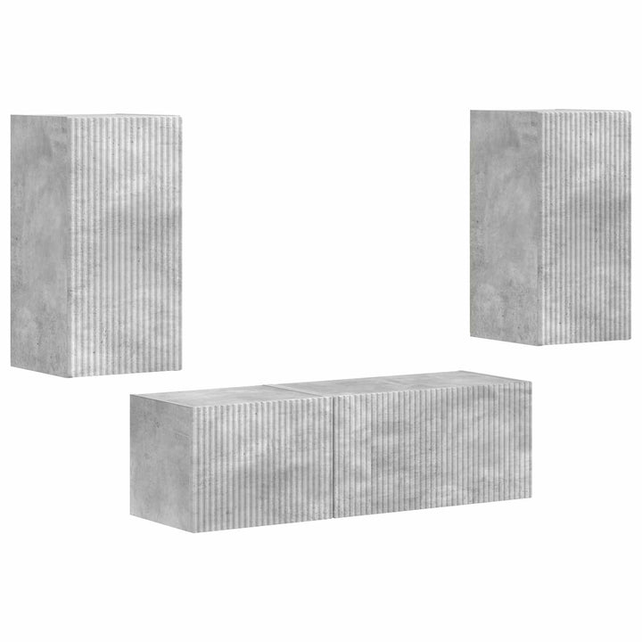 Tv vægskab sæt Vægmonteret 4 pcs Beton Grå Konstrueret træ