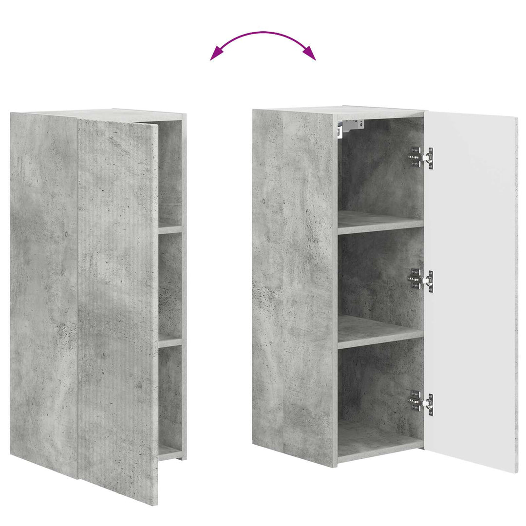 Tv vægskab sæt Vægmonteret 4 pcs Beton Grå Konstrueret træ