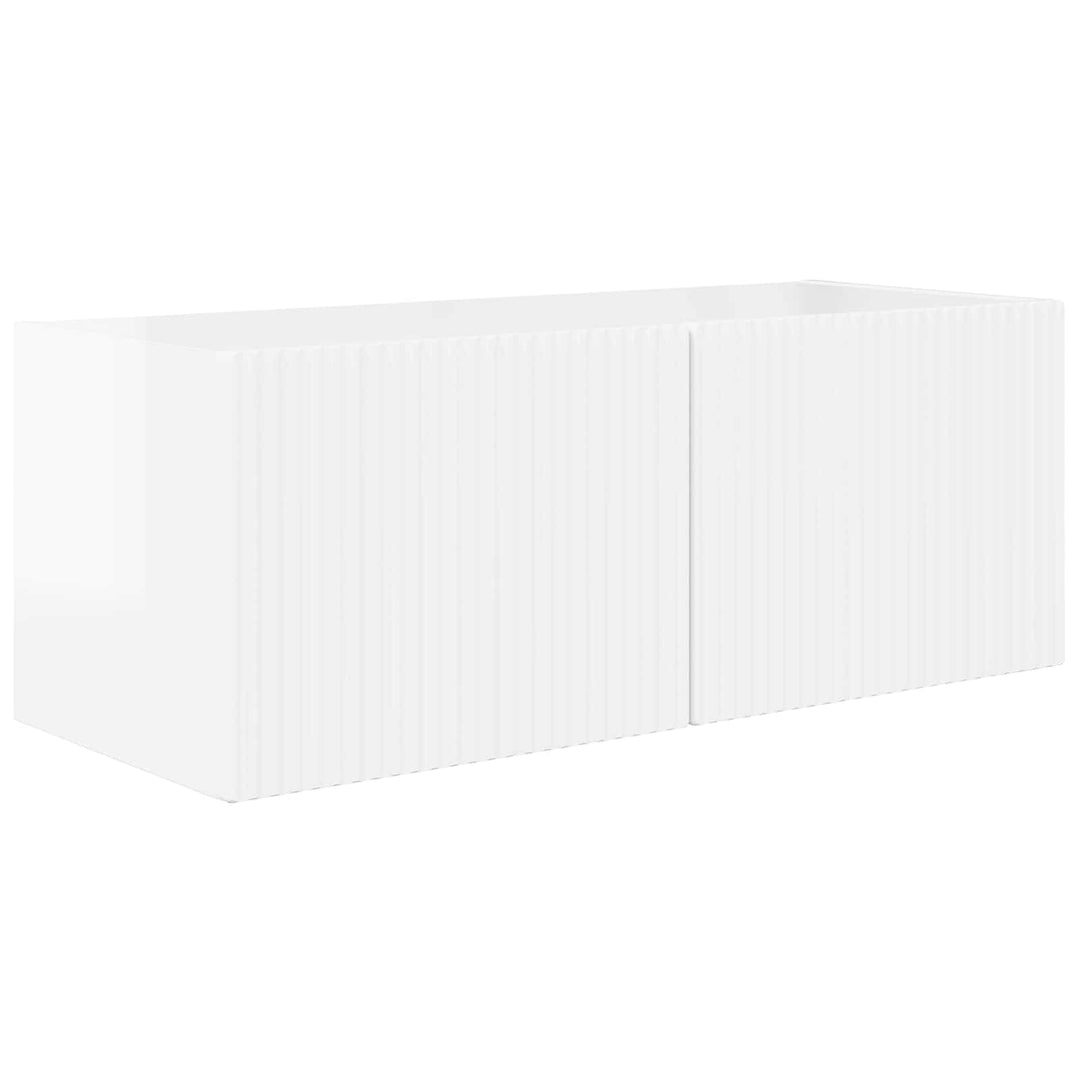 Tv vægskab sæt Vægmonteret 4 pcs Høj gloss hvid Konstrueret træ