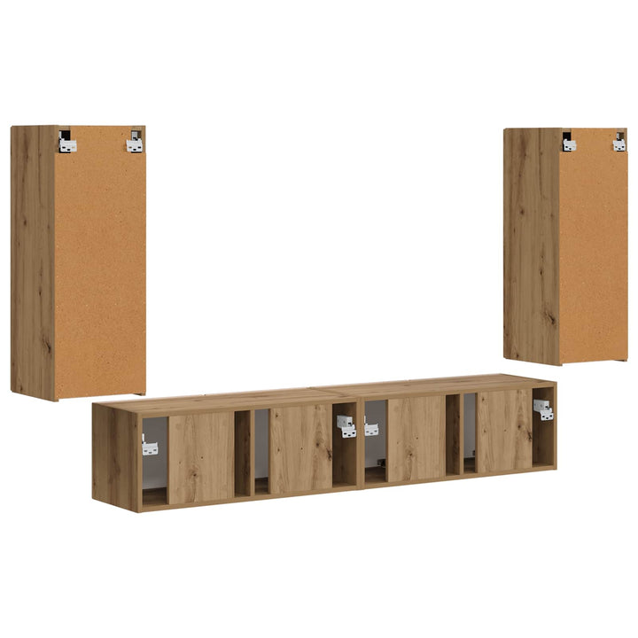 Tv vægskab sæt Vægmonteret 4 pcs Artisan Egetræ Konstrueret træ