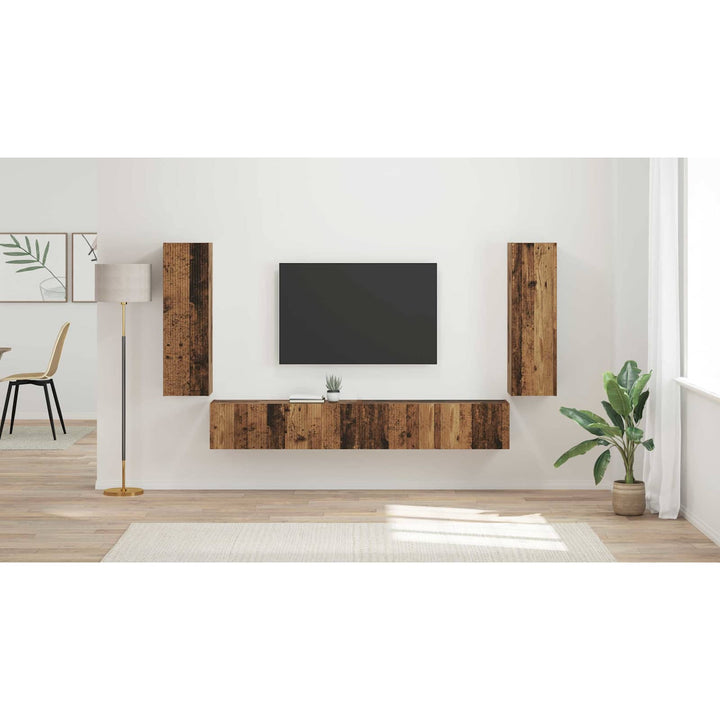Tv vægskab sæt 4 pcs 29,5 x 31 x 100 cm Gammelt træ