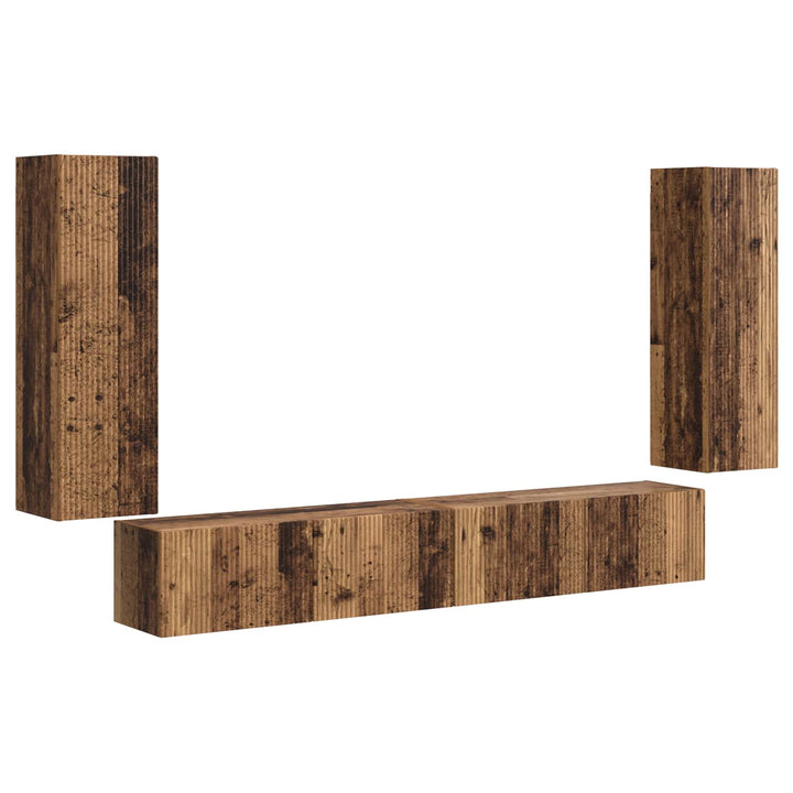 Tv vægskab sæt 4 pcs 29,5 x 31 x 100 cm Gammelt træ