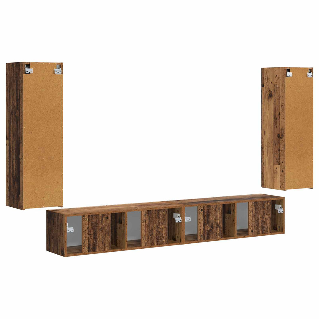 Tv vægskab sæt 4 pcs 29,5 x 31 x 100 cm Gammelt træ