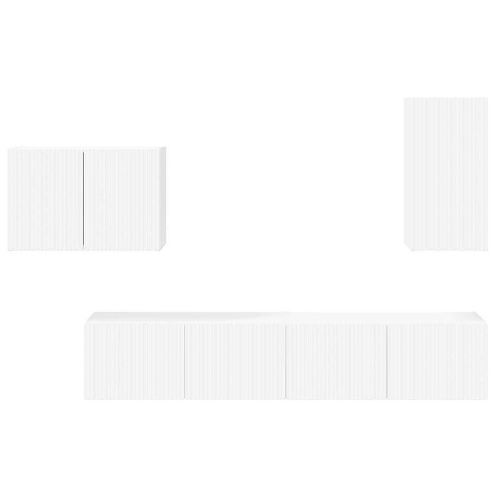 Tv vægskab sæt Vægmonteret 4 pcs Hvid Konstrueret træ