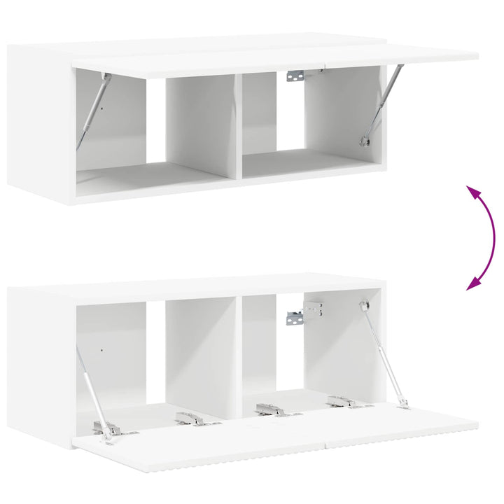 Tv vægskab sæt Vægmonteret 4 pcs Hvid Konstrueret træ