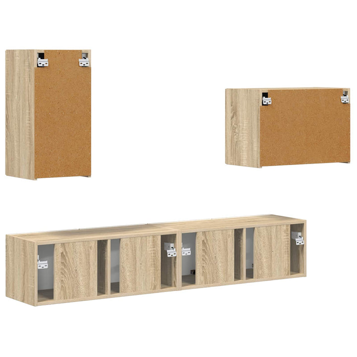 Tv vægskab sæt Vægmonteret 4 pcs Sonoma eg Konstrueret træ