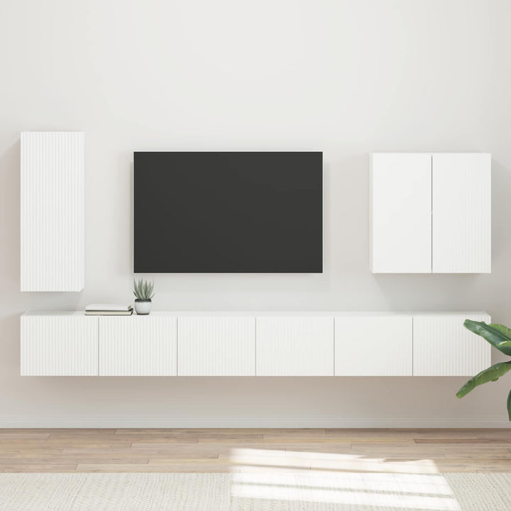 Tv vægskab sæt Vægmonteret 6 pcs Hvid