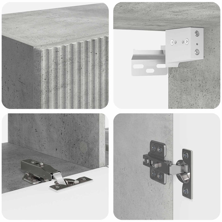 Tv vægskab sæt Vægmonteret 6 pcs Beton Grå