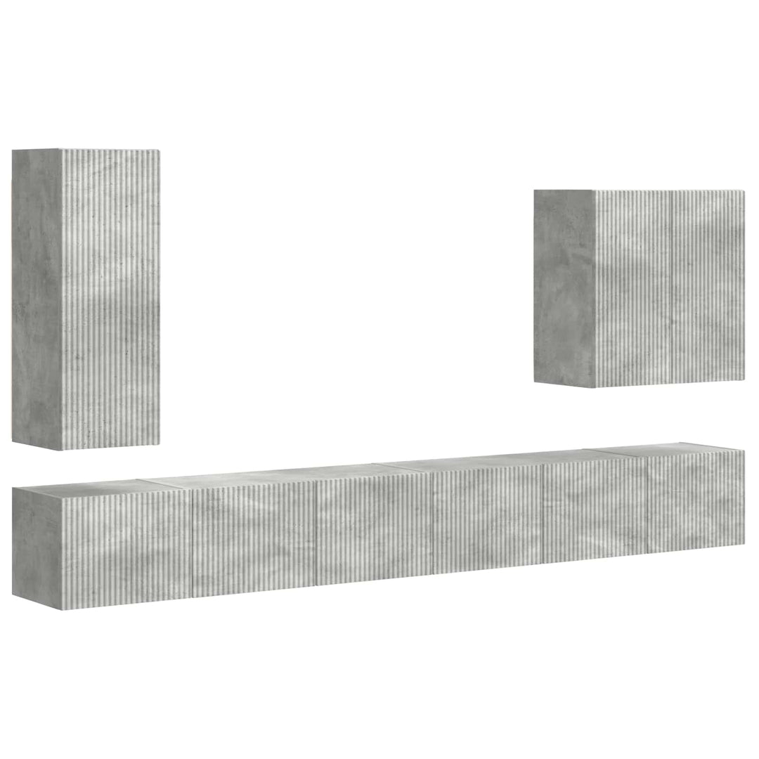 Tv vægskab sæt Vægmonteret 6 pcs Beton Grå