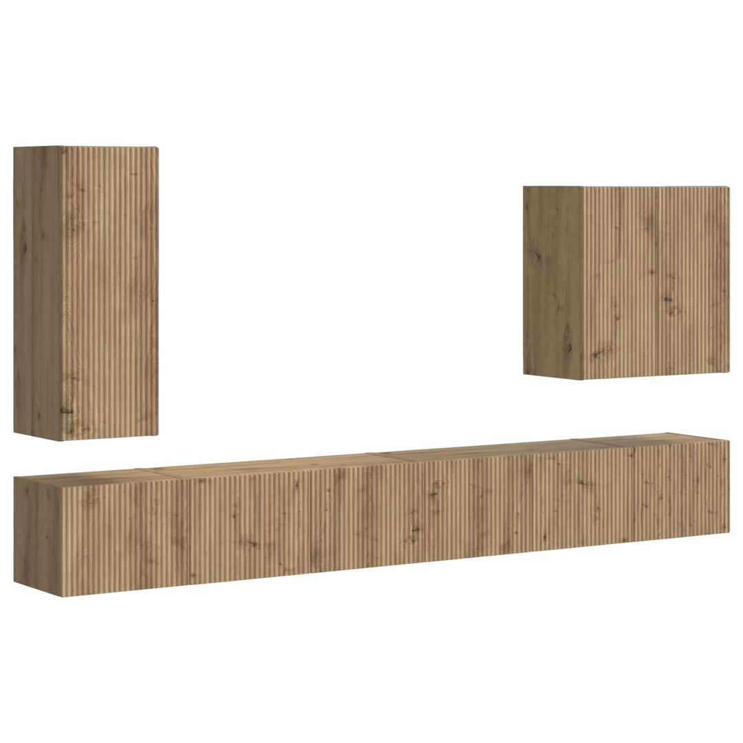 Tv vægskab sæt Vægmonteret 6 pcs Artisan Egetræ