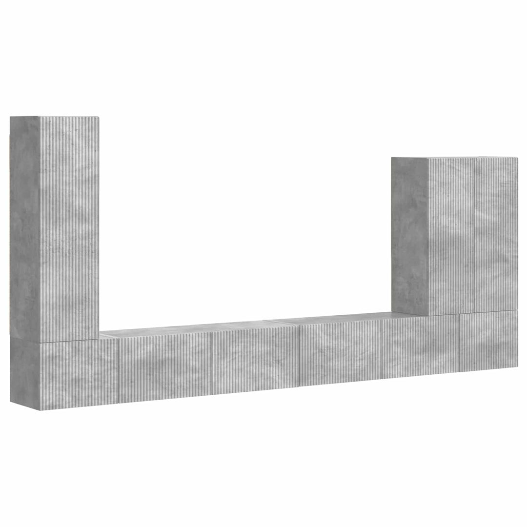 Tv vægskab sæt Vægmonteret 6 pcs Beton Grå