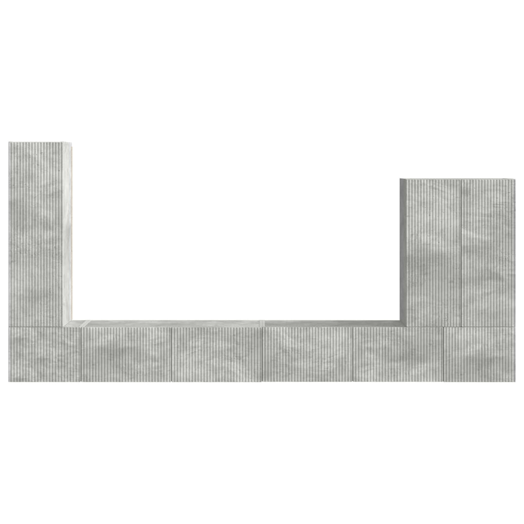Tv vægskab sæt Vægmonteret 6 pcs Beton Grå