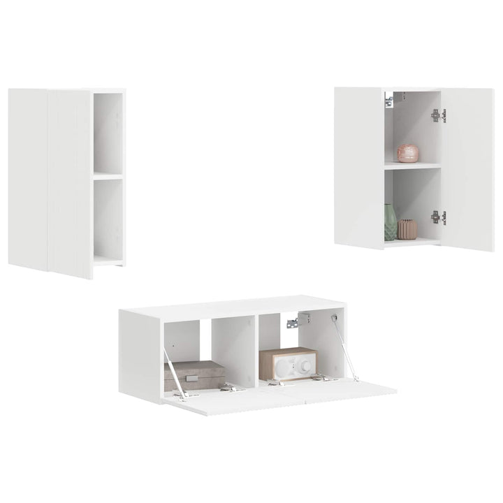 TV-møbelsæt Vægmonteret 2 pcs Hvid Konstrueret træ