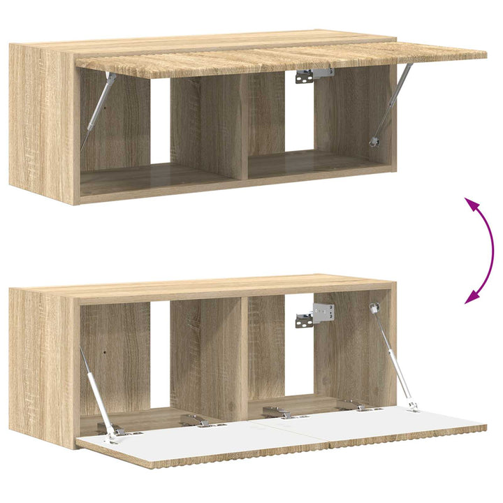TV-møbelsæt Vægmonteret 2 pcs Sonoma eg Konstrueret træ