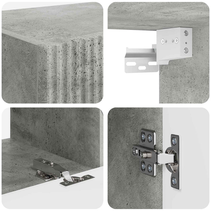 TV-møbelsæt Vægmonteret 2 pcs Beton Grå Konstrueret træ