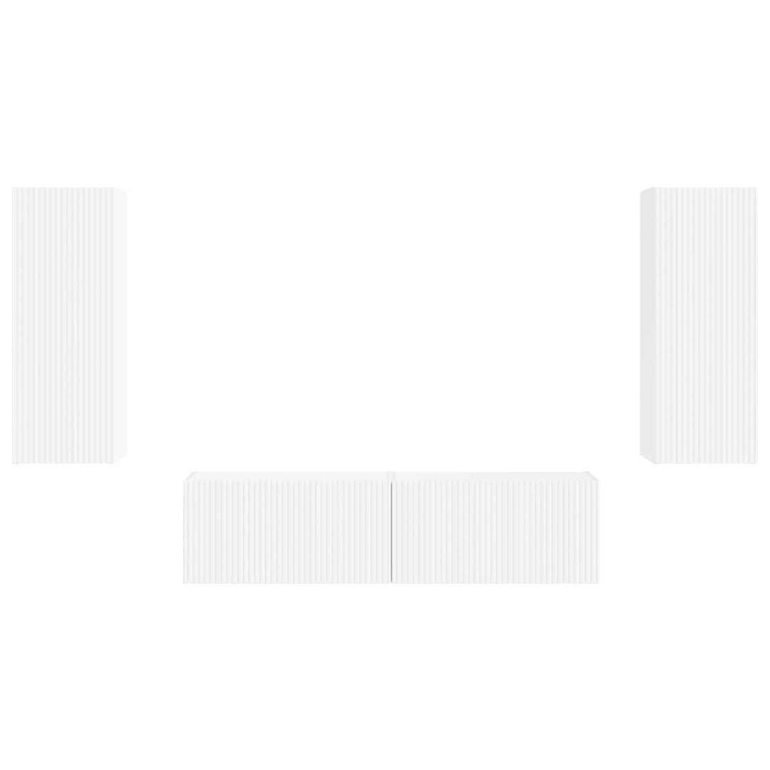 TV-møbelsæt Vægmonteret 2 pcs Hvid Konstrueret træ