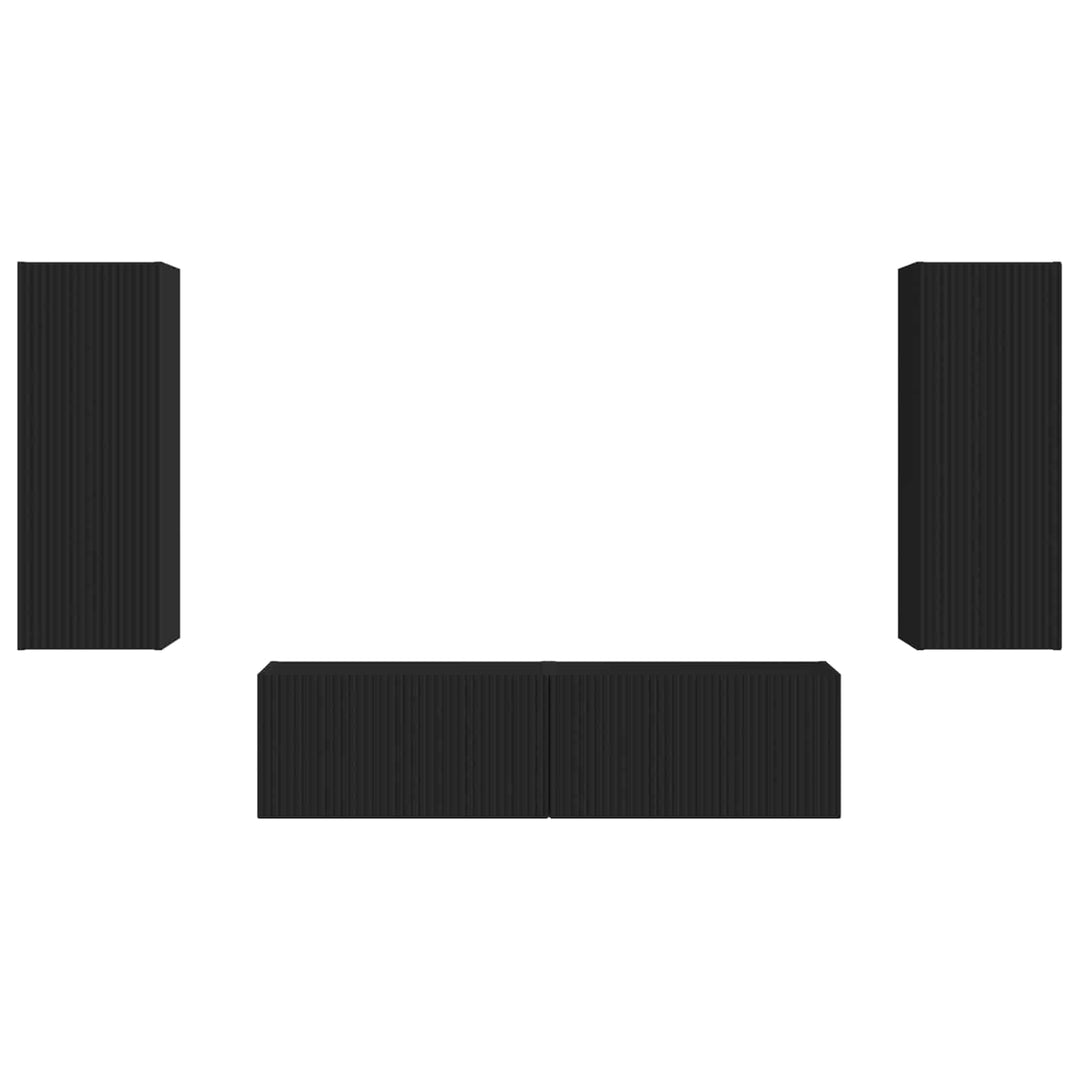 TV-møbelsæt Vægmonteret 2 pcs Sort Konstrueret træ