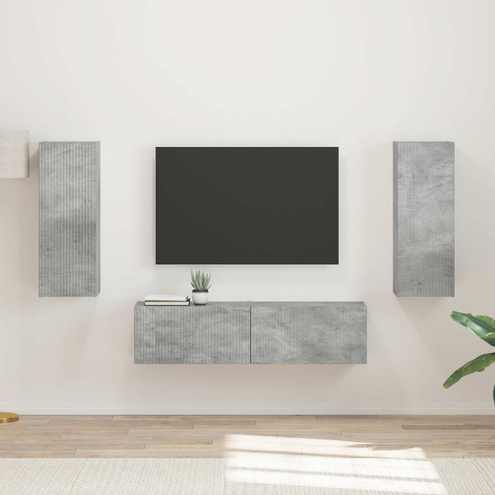 TV-møbelsæt Vægmonteret 2 pcs Beton Grå Konstrueret træ