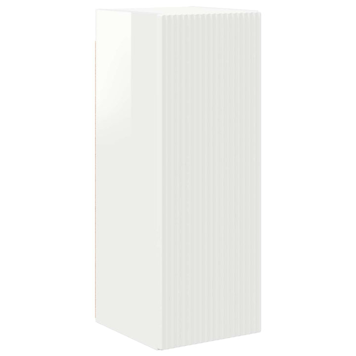 TV-møbelsæt Vægmonteret 2 pcs Høj gloss hvid Konstrueret træ