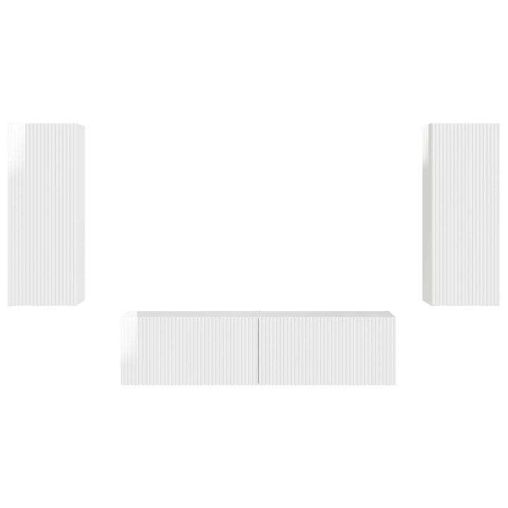 TV-møbelsæt Vægmonteret 2 pcs Høj gloss hvid Konstrueret træ