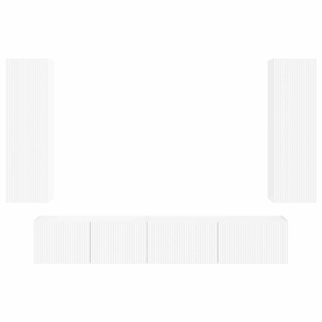 TV-møbelsæt Vægmonteret 3 pcs Hvid Konstrueret træ