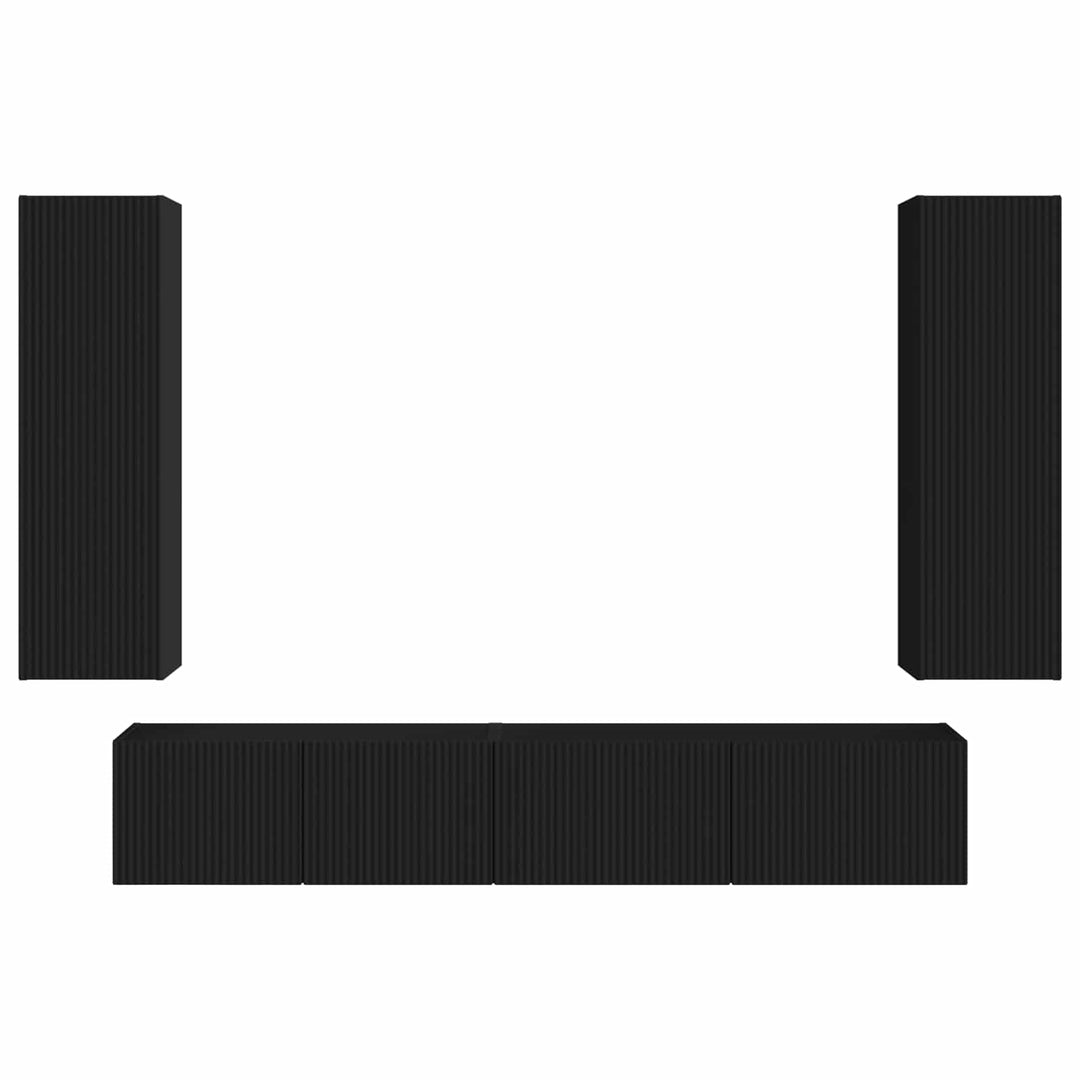 TV-møbelsæt Vægmonteret 3 pcs Sort Konstrueret træ