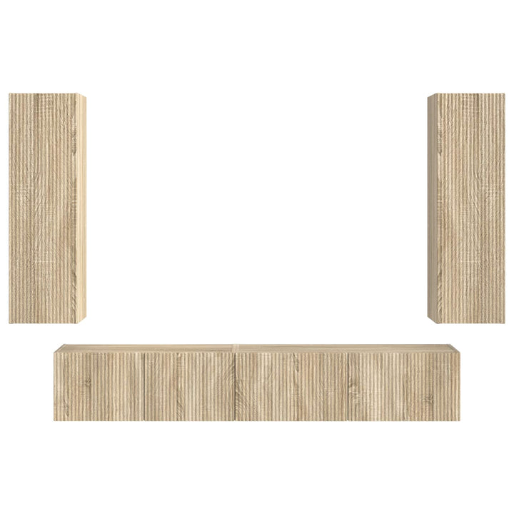 TV-møbelsæt Vægmonteret 3 pcs Sonoma eg Konstrueret træ