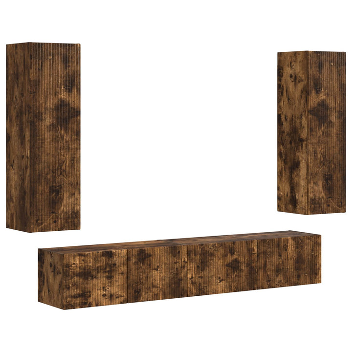 TV-møbelsæt Vægmonteret 3 pcs Røget eg Konstrueret træ