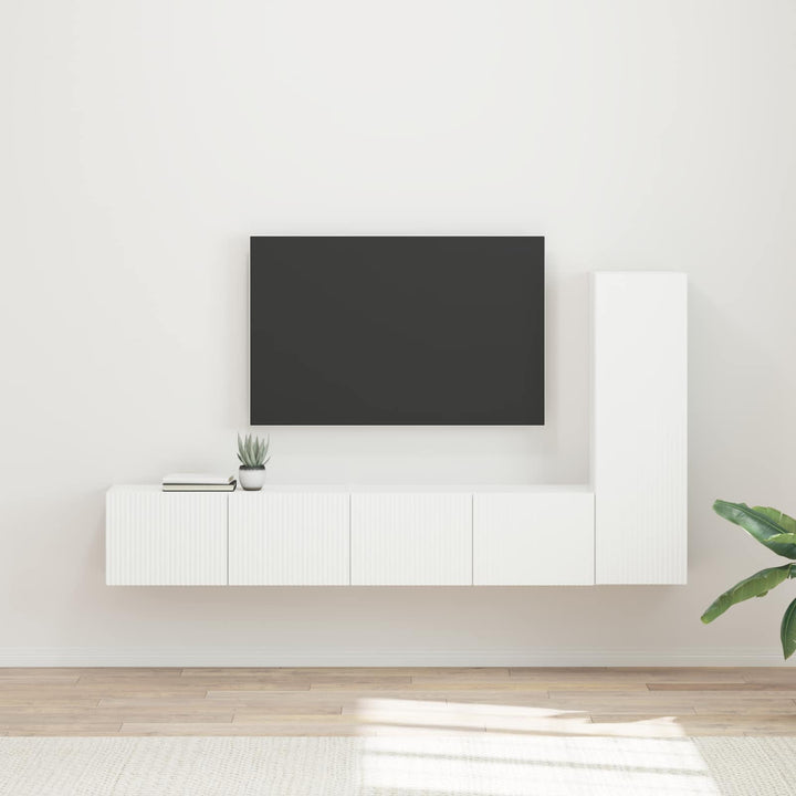 TV-møbelsæt Vægmonteret 3 pcs Hvid Konstrueret træ