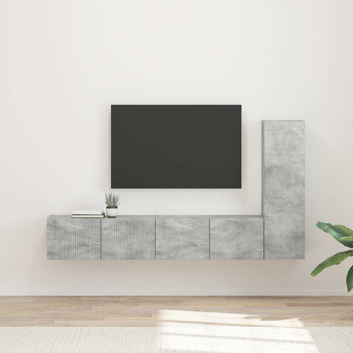 TV-møbelsæt Vægmonteret 3 pcs Beton Grå Konstrueret træ