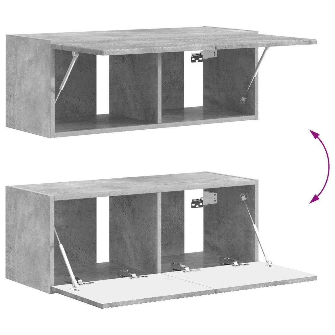 TV-møbelsæt Vægmonteret 3 pcs Beton Grå Konstrueret træ