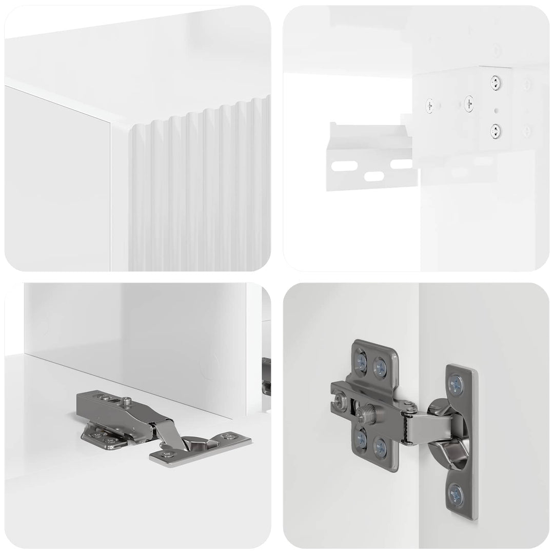 TV-møbelsæt Vægmonteret 3 pcs Høj gloss hvid Konstrueret træ