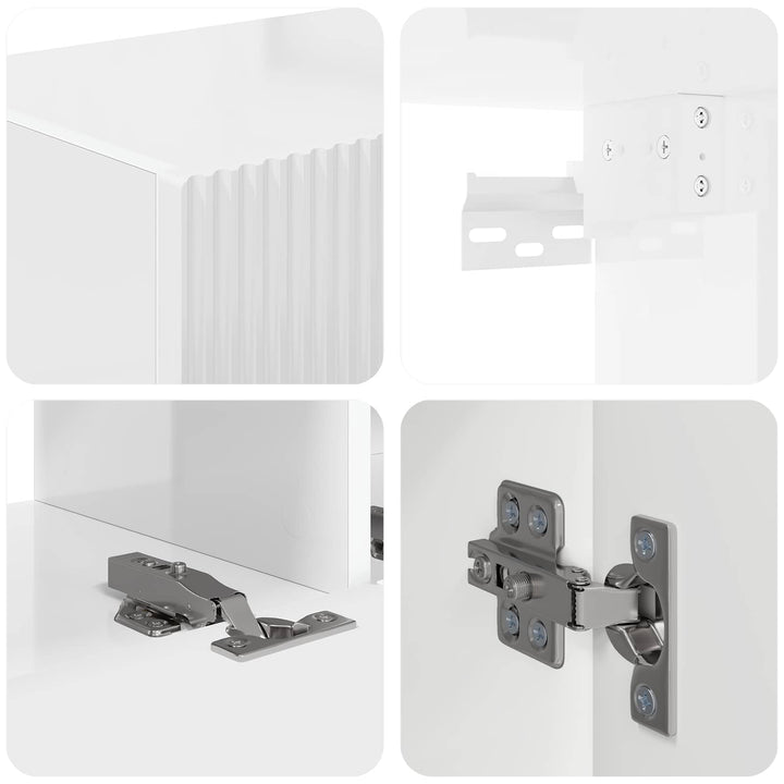 TV-møbelsæt Vægmonteret 3 pcs Høj gloss hvid Konstrueret træ