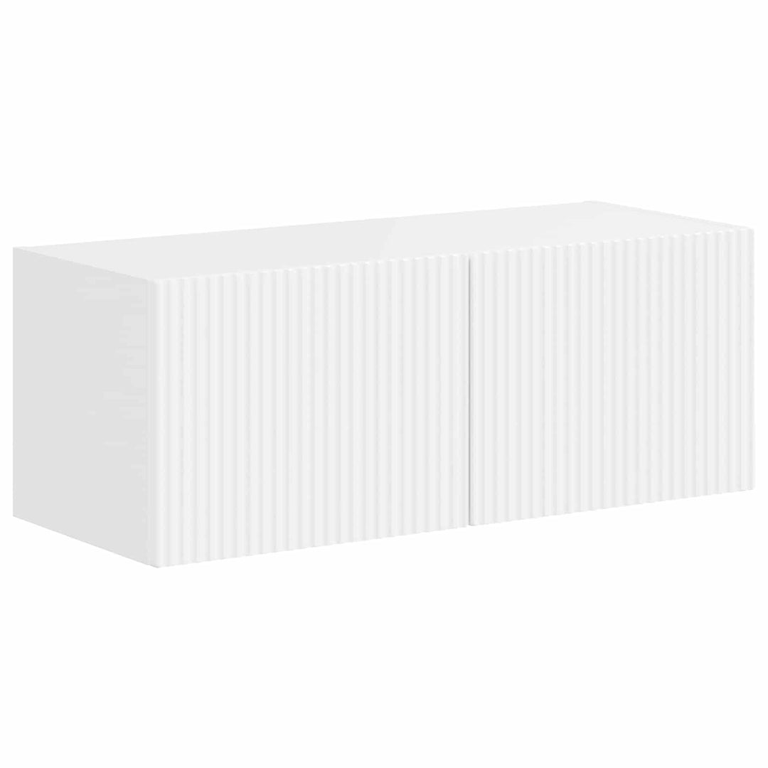 TV-møbelsæt Vægmonteret 3 pcs Høj gloss hvid Konstrueret træ