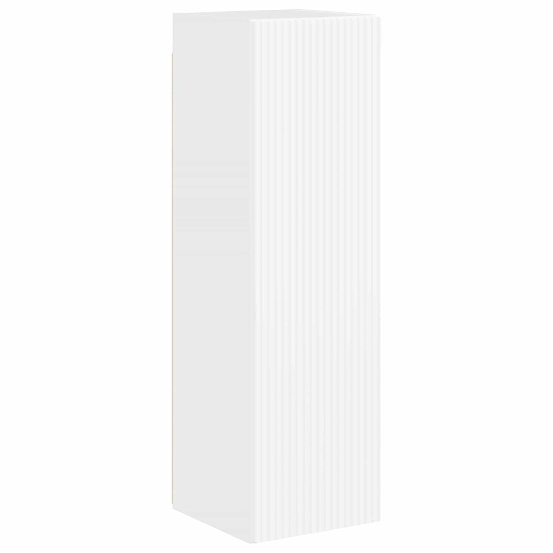 TV-møbelsæt Vægmonteret 3 pcs Høj gloss hvid Konstrueret træ