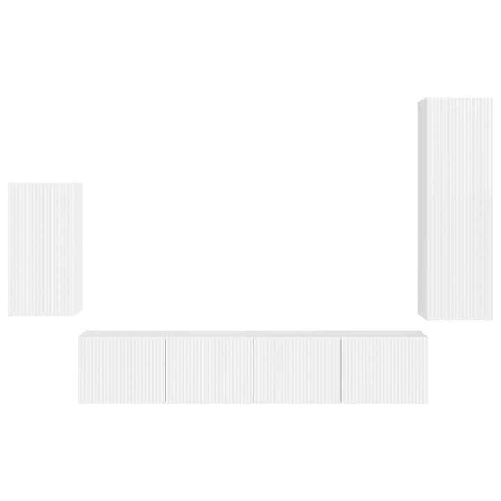 TV-møbelsæt Vægmonteret 3 pcs Høj gloss hvid Konstrueret træ