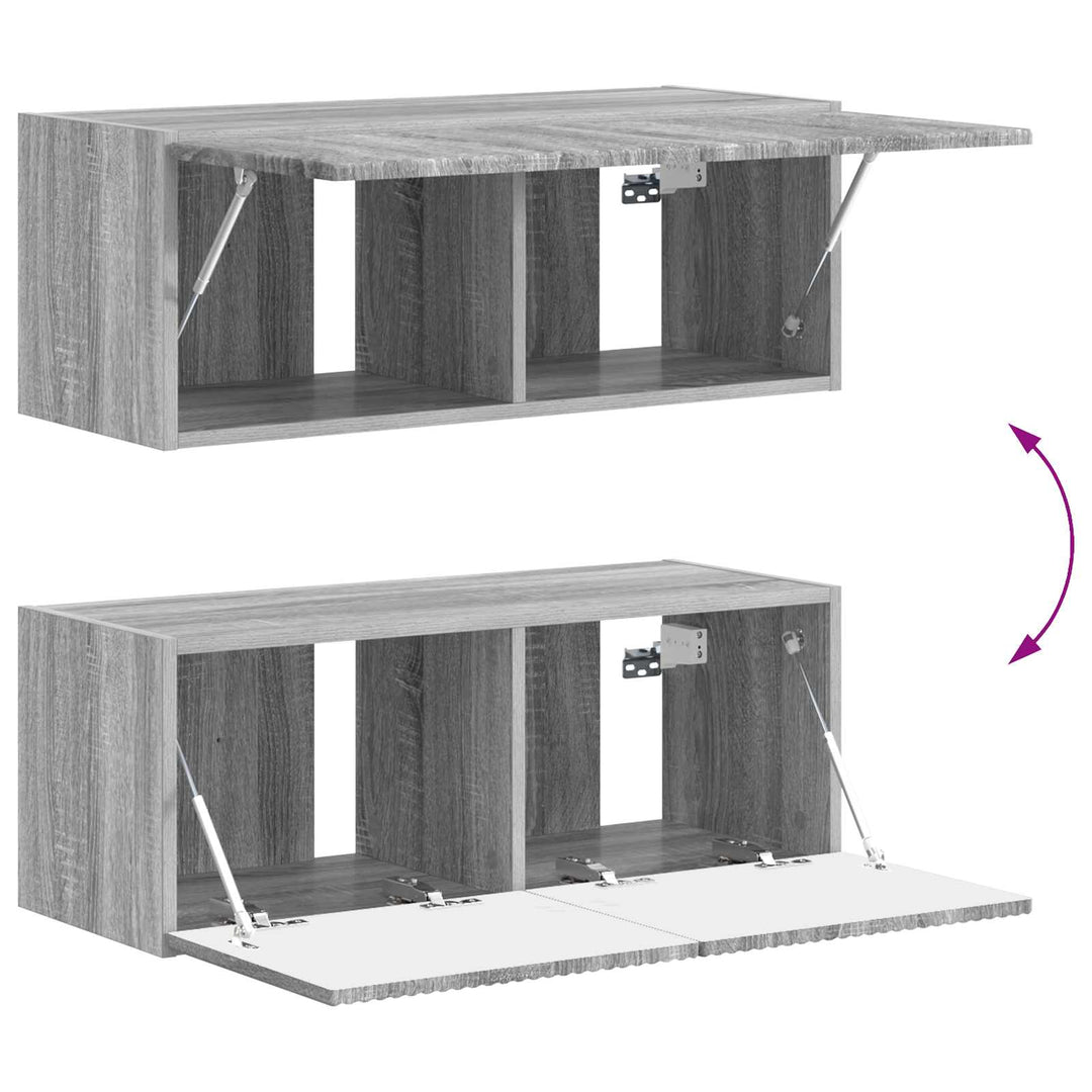 TV-møbelsæt Vægmonteret 3 pcs Grå Sonoma Konstrueret træ