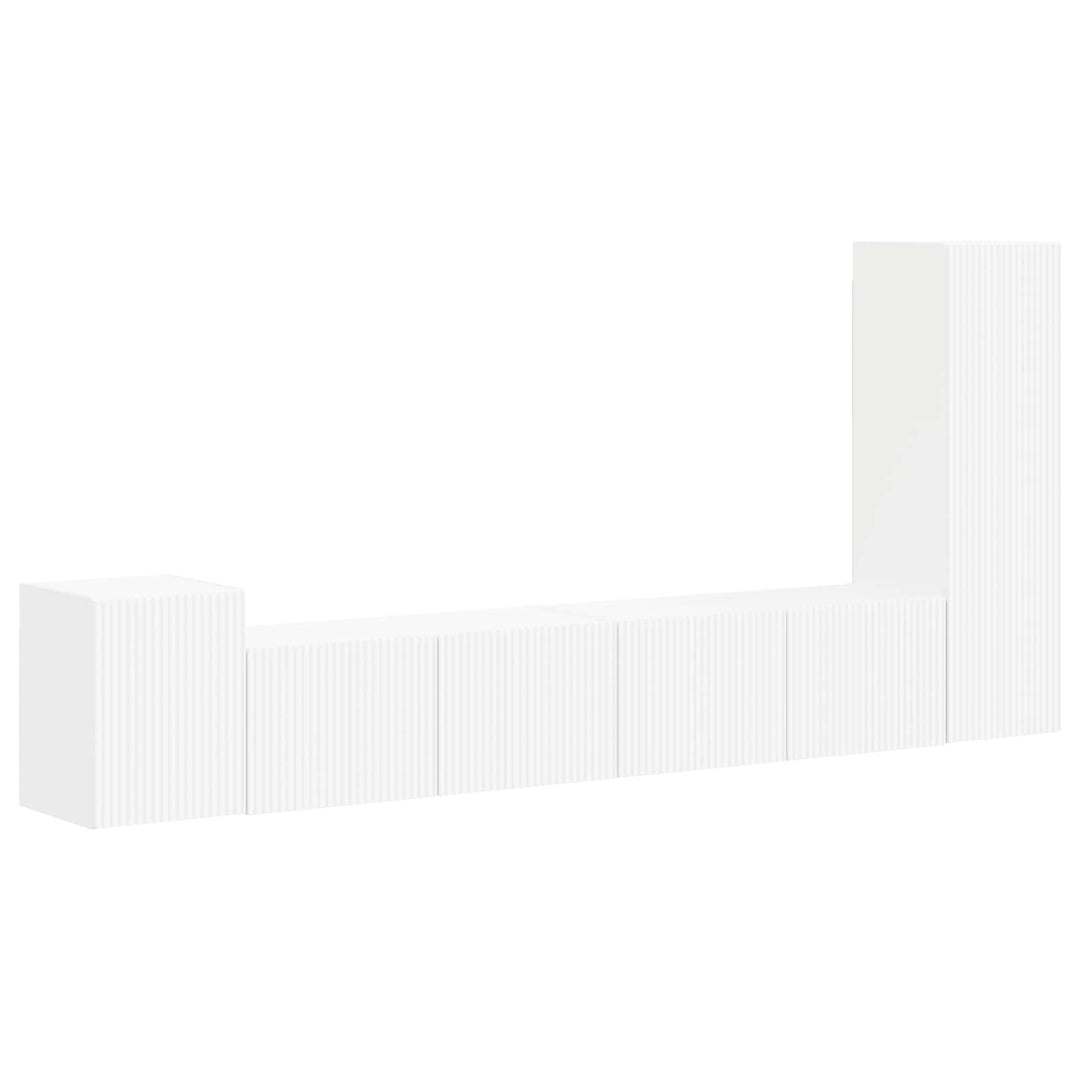 TV-møbelsæt Vægmonteret 3 pcs Hvid Konstrueret træ